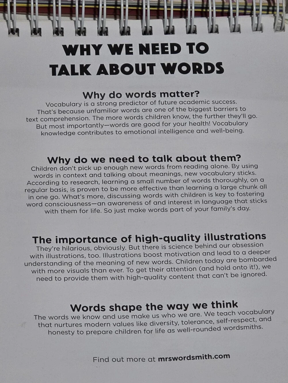 Mrs Wordsmith Storyteller's Word a Day - Tabletop Desk Homeschool Vocabulary ELA
